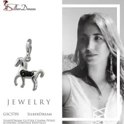 SilberDream Glitzer Charm Pferd schwarz Zirkonia Kristalle Anhänger GSC570S