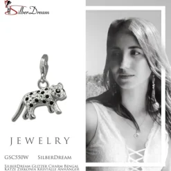 SilberDream Glitzer Charm Bengal Katze Zirkonia Kristalle Anhänger GSC550W