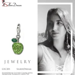 SilberDream Glitzer Charm Apfel Zirkonias grün 925 GSC201
