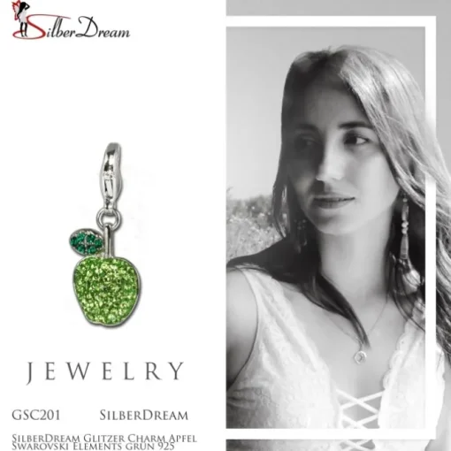 SilberDream Glitzer Charm Apfel Zirkonias grün 925 GSC201