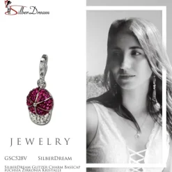 SilberDream Glitzer Charm Basecap fuchsia Zirkonia Kristalle GSC528V