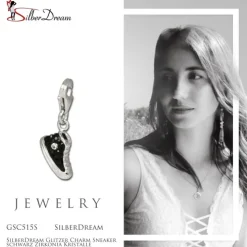 SilberDream Glitzer Charm Sneaker schwarz Zirkonia Kristalle GSC515S