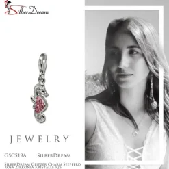 SilberDream Glitzer Charm Seepferd rosa Zirkonia Kristalle 925 GSC519A