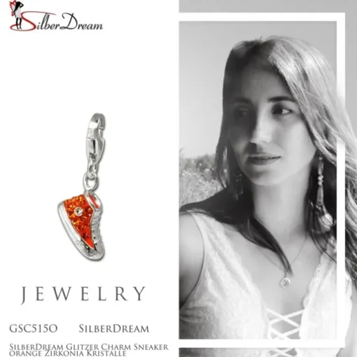 SilberDream Glitzer Charm Sneaker orange Zirkonia Kristalle GSC515O