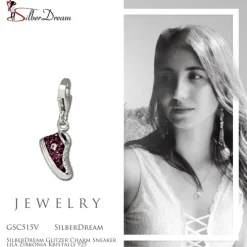SilberDream Glitzer Charm Sneaker lila Zirkonia Kristalle 925 GSC515V