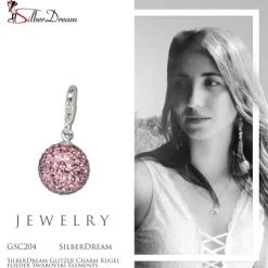 SilberDream Glitzer Charm Kugel flieder Zirkonias GSC204