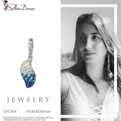 SilberDream Glitzer Charm Welle Zirkonias blau ICE GSC004