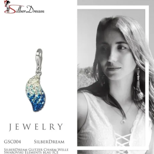 SilberDream Glitzer Charm Welle Zirkonias blau ICE GSC004