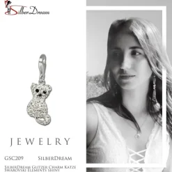SilberDream Glitzer Charm Katze Zirkonias shiny GSC209
