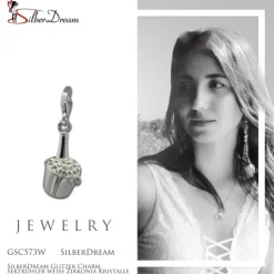 SilberDream Glitzer Charm Sektkühler weiß Zirkonia Kristalle GSC573W