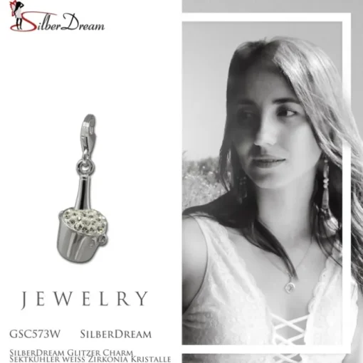 SilberDream Glitzer Charm Sektkühler weiß Zirkonia Kristalle GSC573W