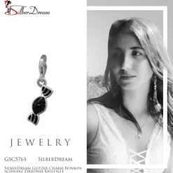 SilberDream Glitzer Charm Bonbon schwarz Zirkonia Kristalle GSC576S