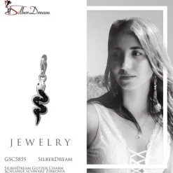 SilberDream Glitzer Charm Schlange schwarz Zirkonia Kristalle GSC585S