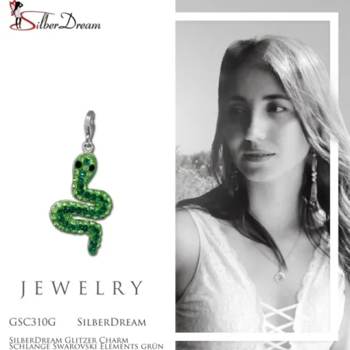 SilberDream Glitzer Charm Schlange Zirkonias grün GSC310G