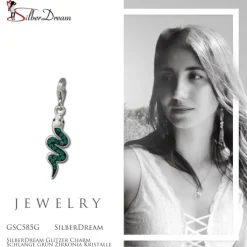 SilberDream Glitzer Charm Schlange grün Zirkonia Kristalle GSC585G