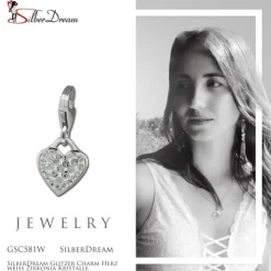 SilberDream Glitzer Charm Herz weiß Zirkonia Kristalle GSC581W