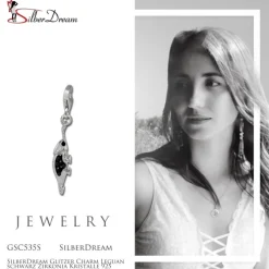 SilberDream Glitzer Charm Leguan schwarz Zirkonia Kristalle 925 GSC535S