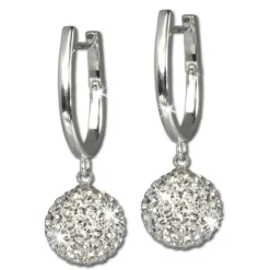 SilberDream Glitzer Creole Silber Zirkonias weiß GSO204