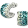 SilberDream Glitzer Creole Beauty Preciosa Kristalle türkis GSO010T