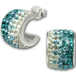 SilberDream Glitzer Creole Beauty Preciosa Kristalle türkis GSO010T