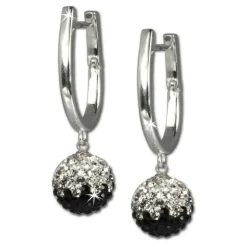 SilberDream Glitzer Creole Zirkonias schwarz weiß 925 Silber GSO011S