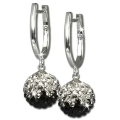 SilberDream Glitzer Creole 925 Zirkonias schwarz GSO004