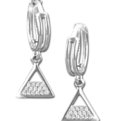 SilberDream Glitzer Creole Dreieck weiß 925er Silber Ohrring GSO482W