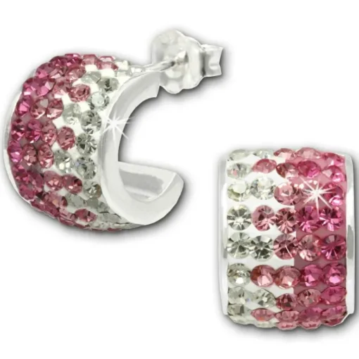 SilberDream Glitzer Creole Beauty Preciosa Kristalle rosa GSO010A