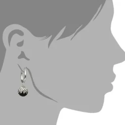 SilberDream Glitzer Creole 925 Zirkonias schwarz GSO004
