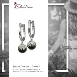 SilberDream Glitzer Creole Zirkonias schwarz weiß 925 Silber GSO011S