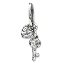 SilberDream Glitzer Creole Schlüssel, Herz Zirkonia 925er Silber Ohrring GSO506W