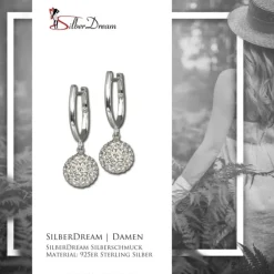 SilberDream Glitzer Creole Silber Zirkonias weiß GSO204