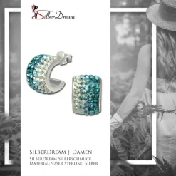 SilberDream Glitzer Creole Beauty Preciosa Kristalle türkis GSO010T