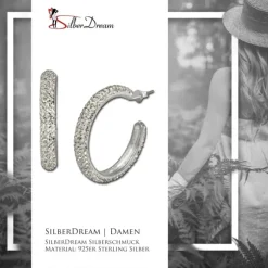 SilberDream Glitzer Creole Glamour weiß Zirkonias GSO212W