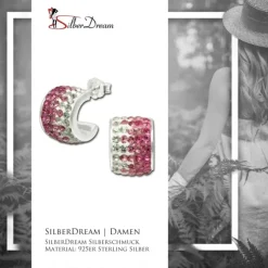 SilberDream Glitzer Creole Beauty Preciosa Kristalle rosa GSO010A