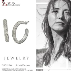 SilberDream Glitzer Creole Glamour weiß Zirkonias GSO212W