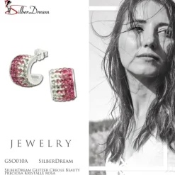 SilberDream Glitzer Creole Beauty Preciosa Kristalle rosa GSO010A