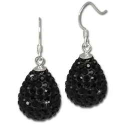 SilberDream Glitzer Ohrhänger Tropfen schwarz Zirkonia 925er GSO220S