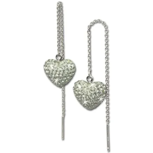 SilberDream Glitzer Ohrhänger Herz weiß Zirkonias 925 GSO211W