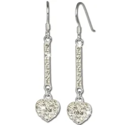 SilberDream Glitzer Ohrhänger Herz weiß Zirkonia Kristalle 925 GSO210W