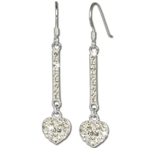 SilberDream Glitzer Ohrhänger Herz weiß Zirkonia Kristalle 925 GSO210W