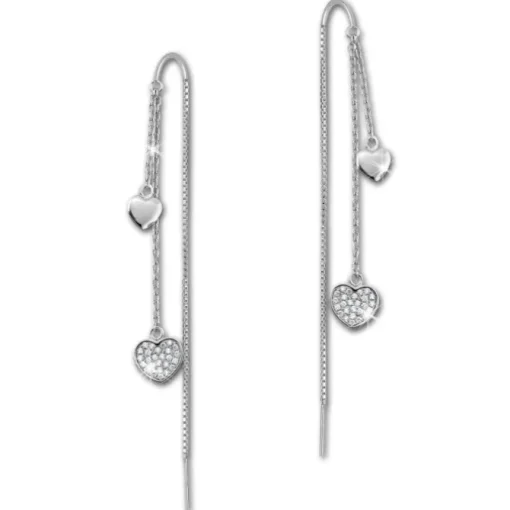 SilberDream Glitzer Ohrhänger Herzen Zirkonia weiß 925er Silber Ohrring GSO439W
