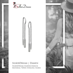 SilberDream Glitzer Ohrhänger Stab Zirkonia weiß 925er Silber Ohrring GSO478W