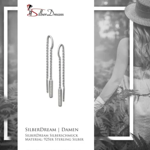 SilberDream Glitzer Ohrhänger Stab Zirkonia weiß 925er Silber Ohrring GSO478W