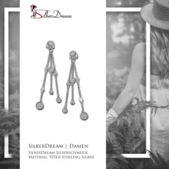 SilberDream Glitzer Ohrhänger 55mm Zirkonia weiß 925 Silber Ohrring GSO474W