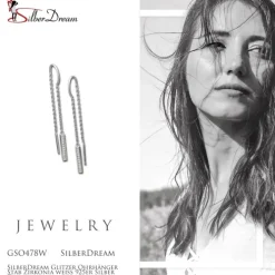 SilberDream Glitzer Ohrhänger Stab Zirkonia weiß 925er Silber Ohrring GSO478W