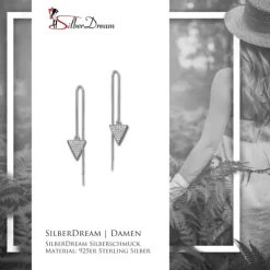 SilberDream Glitzer Ohrhänger Dreieck Zirkonia weiß 925er Silber Ohrring GSO442W