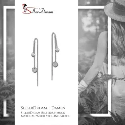 SilberDream Glitzer Ohrhänger Herzen Zirkonia weiß 925er Silber Ohrring GSO439W