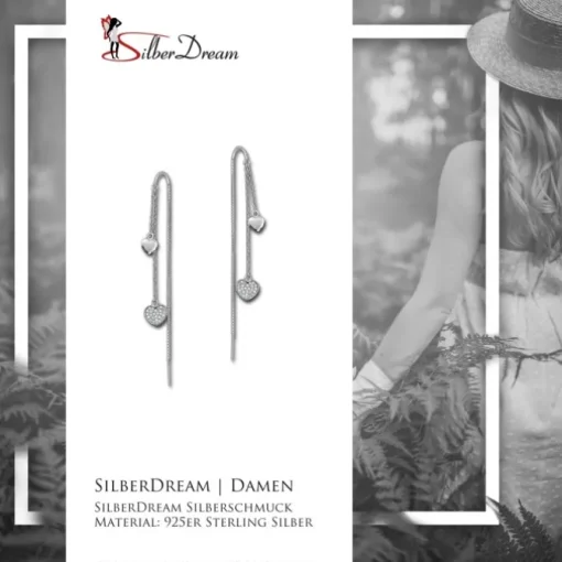 SilberDream Glitzer Ohrhänger Herzen Zirkonia weiß 925er Silber Ohrring GSO439W