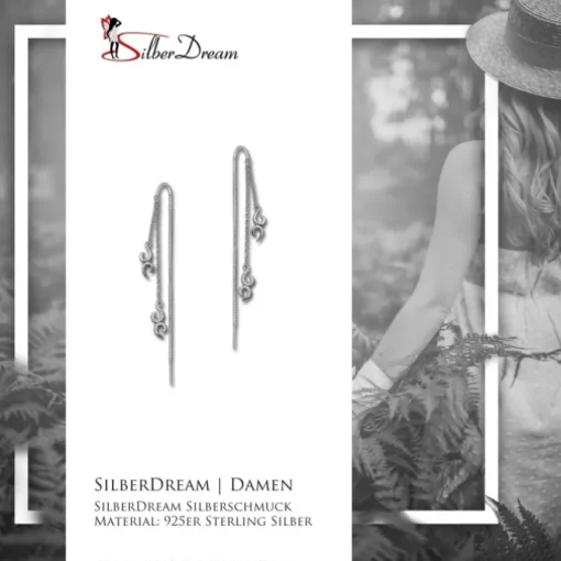 SilberDream Glitzer Ohrhänger Ornament Zirkonia weiß 925 Silber Ohrring GSO440W